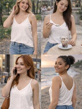 Zeagoo White Eyelet Pattern Top